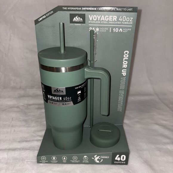 Hydrapeak Voyager 40oz Tumbler Handle Box Straw Lid Limited Edition Evergreen - Picture 1 of 6